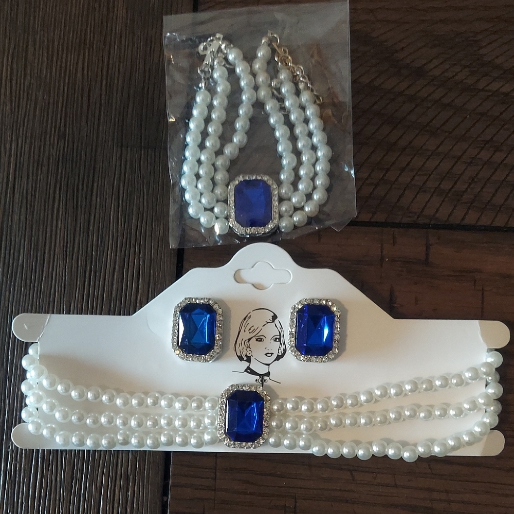 Elegant Blue PearlJewelry Set